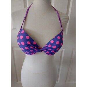 California Waves Womens Bikini Top Large Polka Dot Padded Push Up Swim Beach